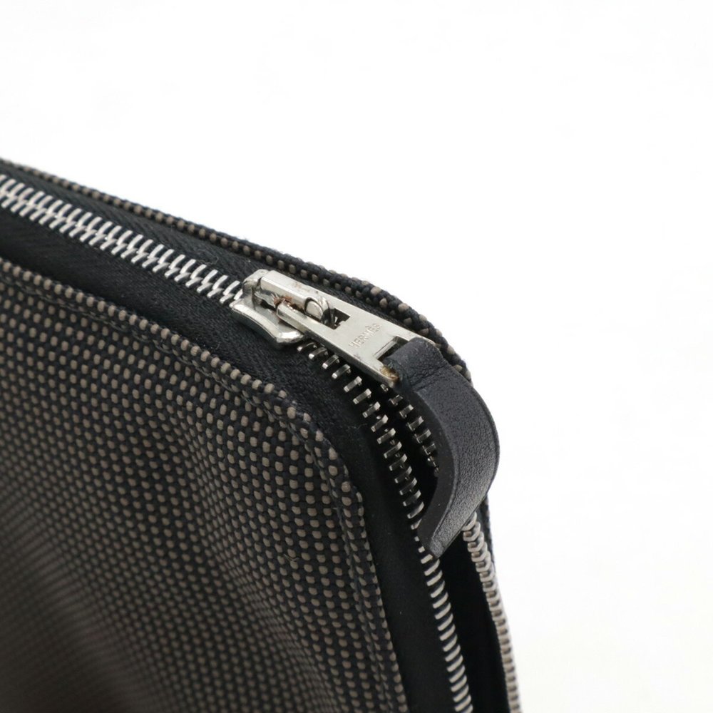 HERMES Hermes Air Line Purse GM Round Long Wallet Passport Case Canvas Grey - Picture 5 of 7